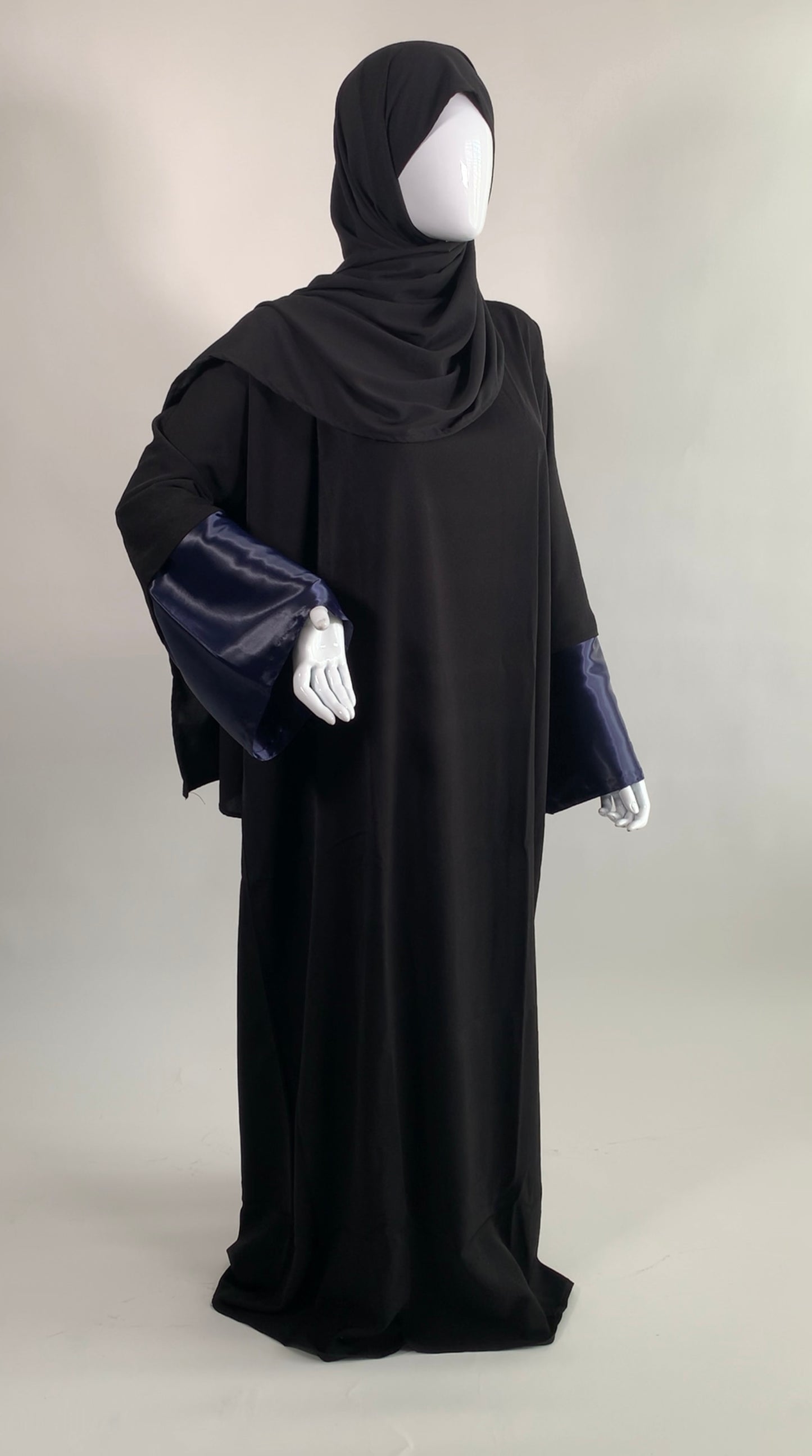 Navy Satin Sleeves