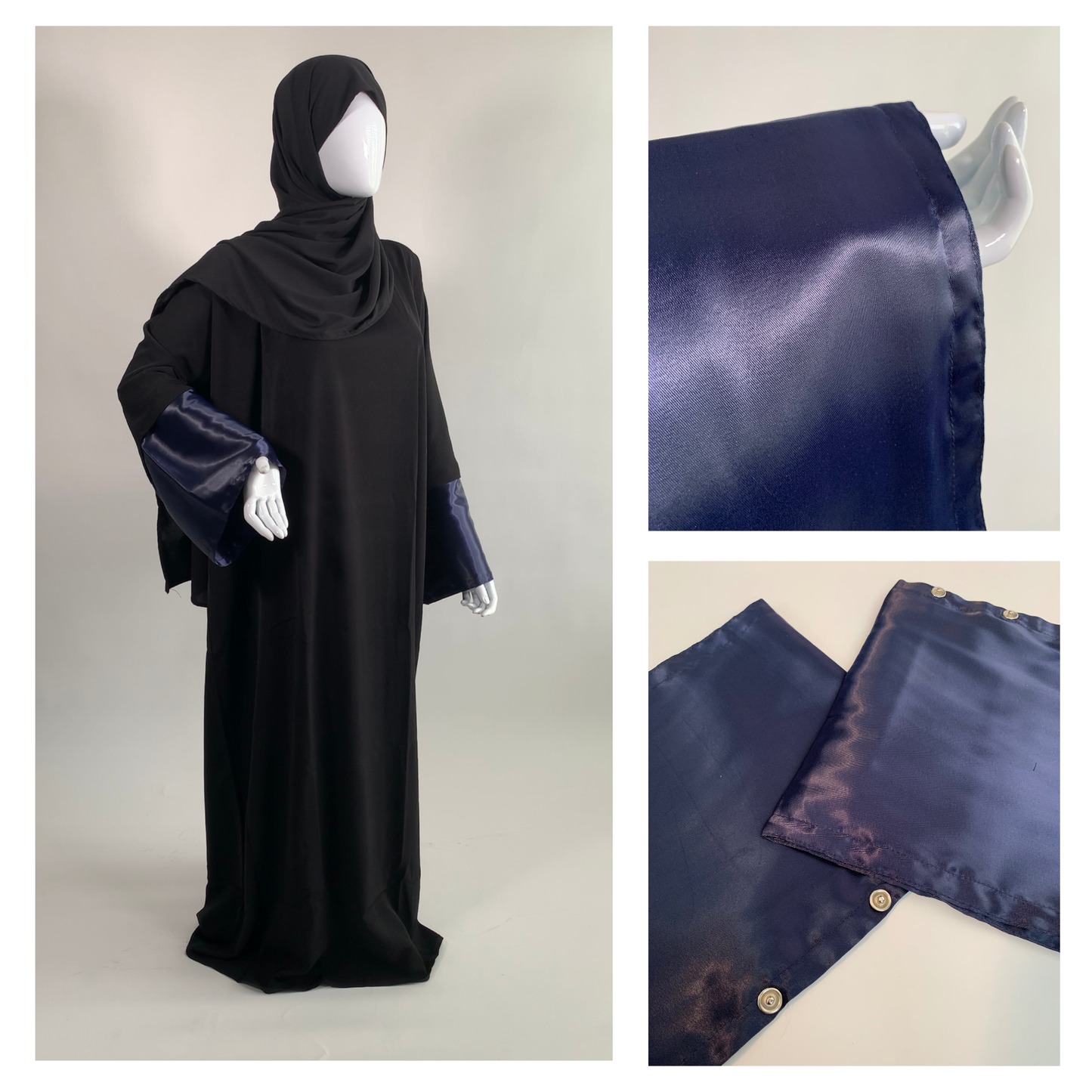 Navy Satin Sleeves